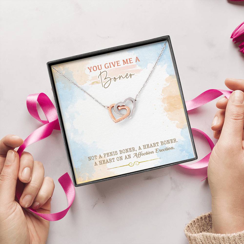 You Give Me A Boner Not A Penis Boner A Heart Boner A Heart On Funny Girlfriend Interlocking Hearts Pendant Necklace You Give Me A Boner Not A Penis Boner A Heart Boner A Heart On Funny Girlfriend Interlocking Hearts Pendant Necklace