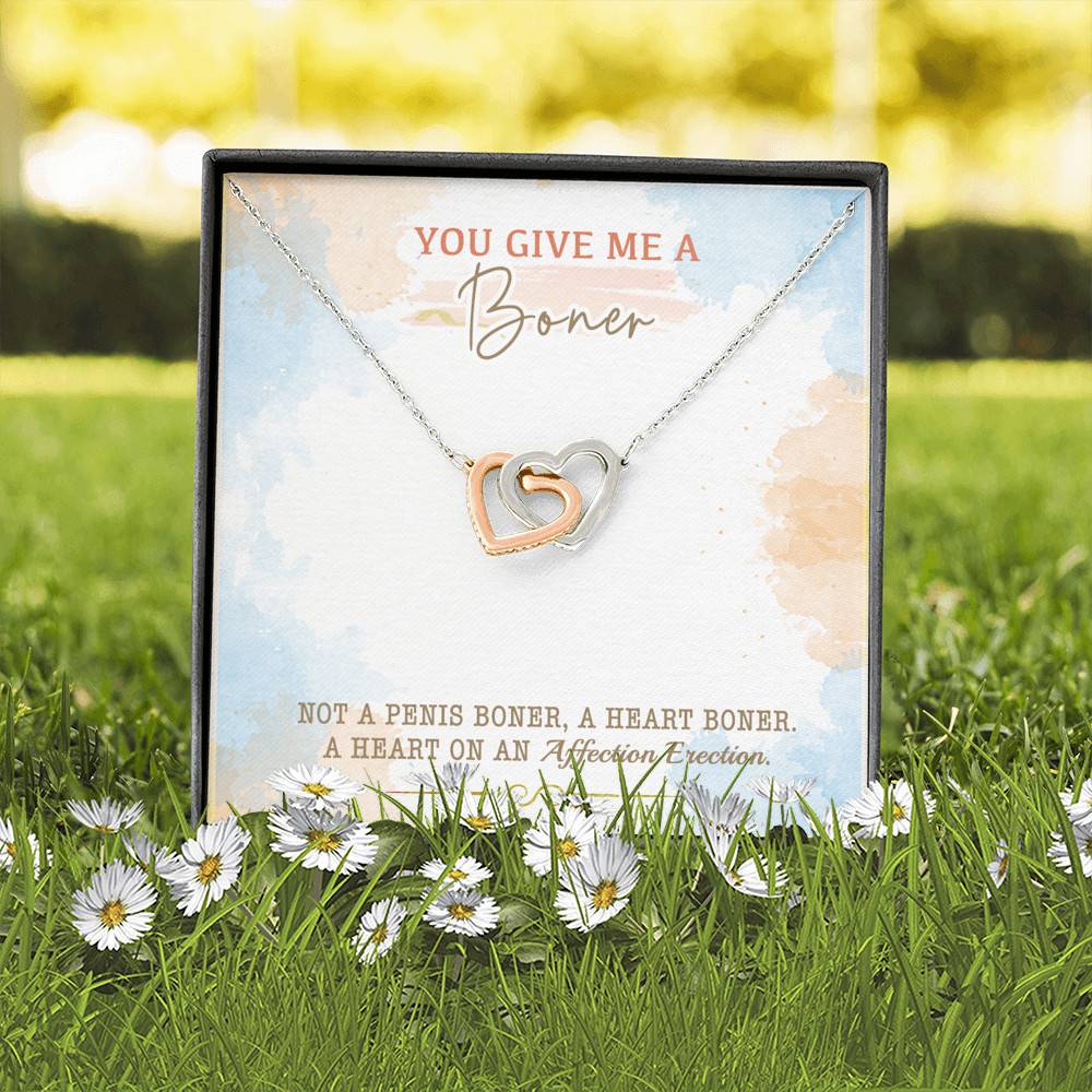 You Give Me A Boner Not A Penis Boner A Heart Boner A Heart On Funny Girlfriend Interlocking Hearts Pendant Necklace You Give Me A Boner Not A Penis Boner A Heart Boner A Heart On Funny Girlfriend Interlocking Hearts Pendant Necklace