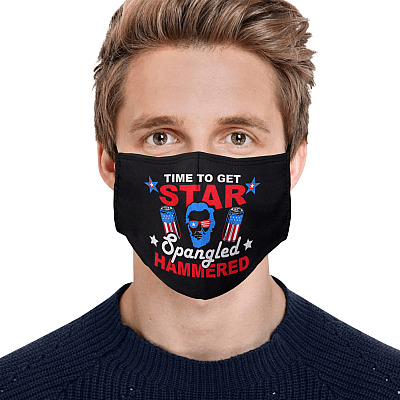 Alternative view of Abraham Lincoln Time to Get Star Spangled Hammered Washable Reusable Custom Printed Cloth Face Mask Cover