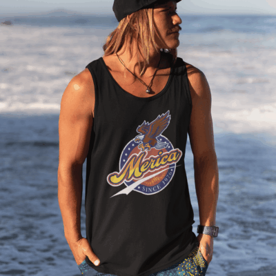 Alternative view of Merica Since 1776 Cotton Tank Top Tee - Ladies Racerback Tank