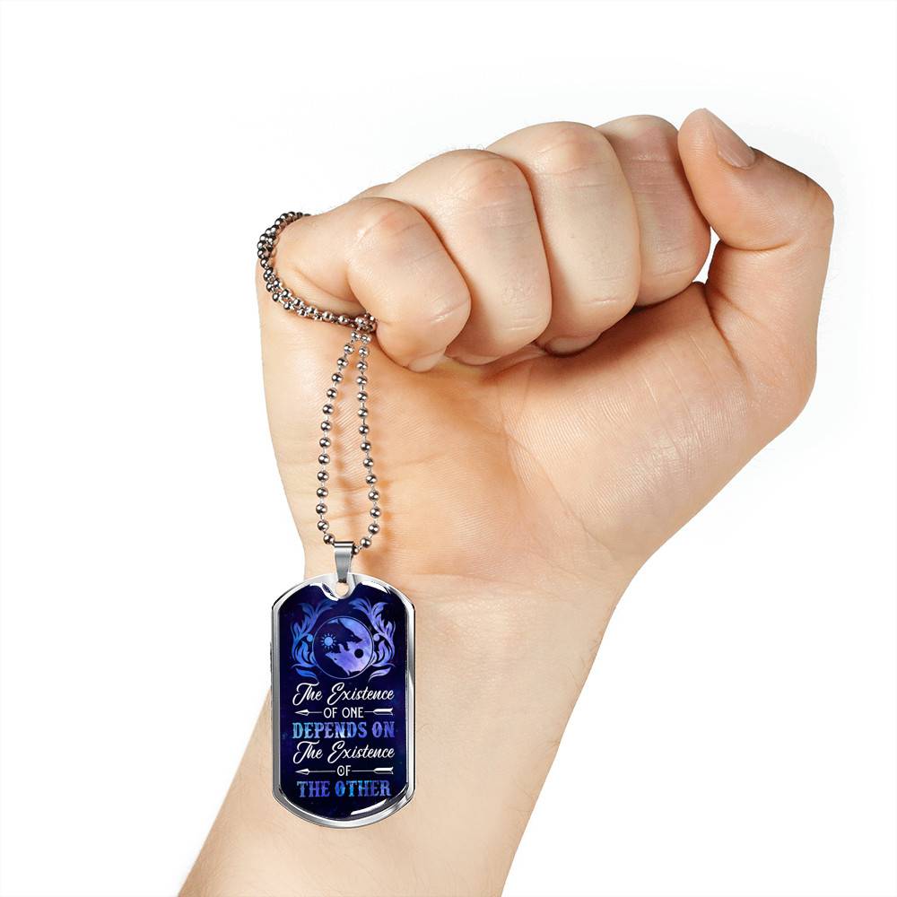 Wolves The Existence of One Depends on The Existence of The Other Dog Tag Pendant Necklace