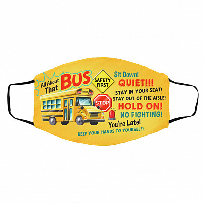 Bus Mask, White, Cloth Face Cover – Medium/Large
