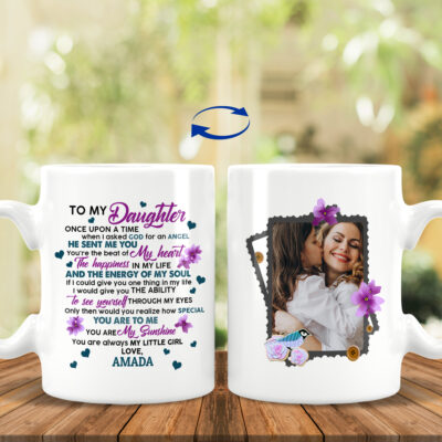 Custom Photo I Asked God for an Angel He Sent My Daughter Coffee Mug - Water Bottle