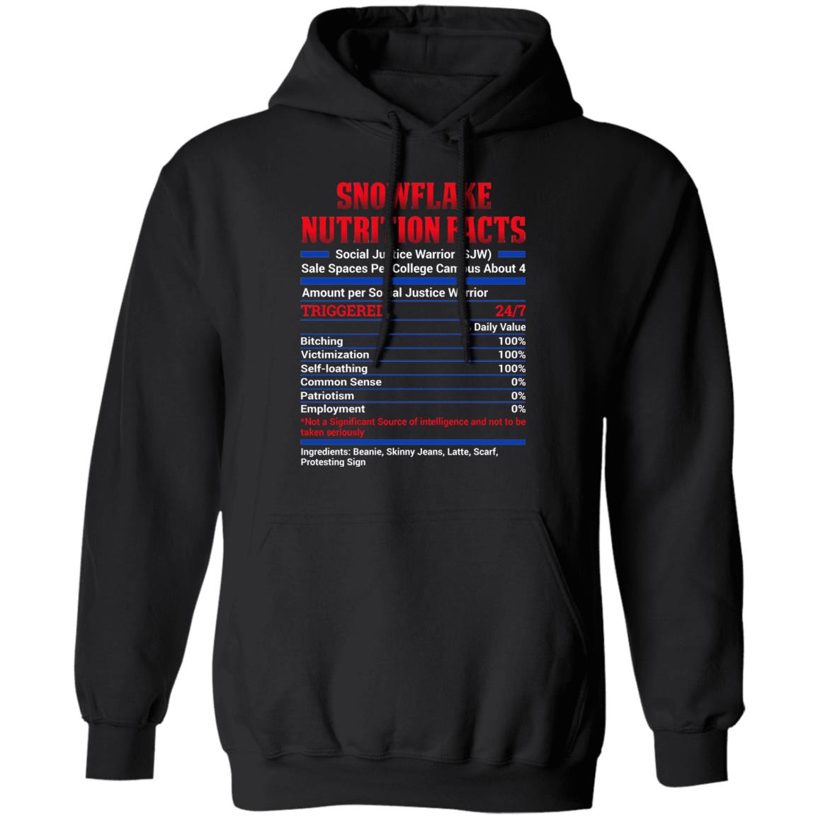 Snowflake Nutrition Facts USA Hoodie, Black, Hoodie Snowflake Nutrition Facts USA Hoodie, Black, Hoodie