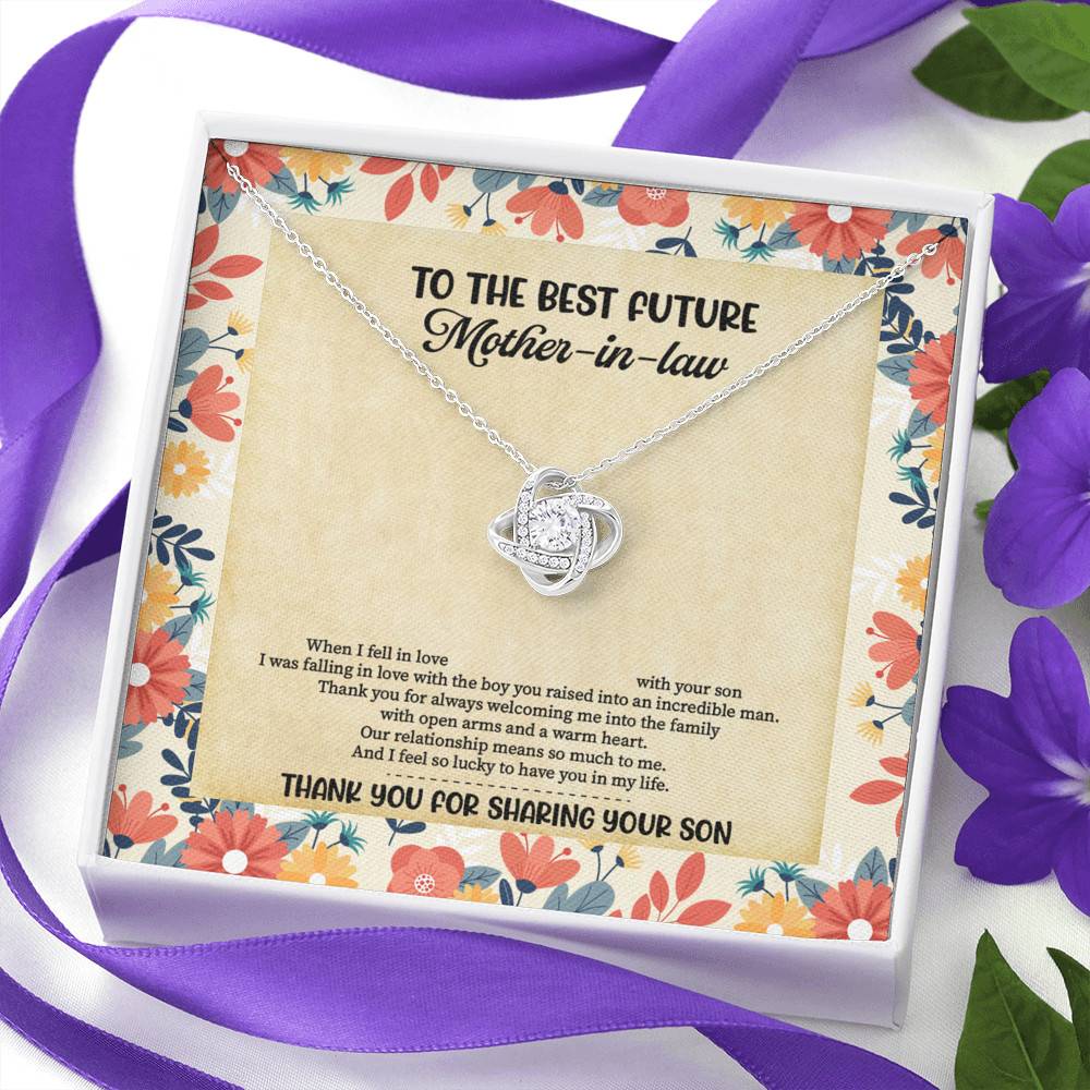 To The Best Future Mother-In-Law Thank You For Sharing Your Son Husband's Mom Love Knot Pendant Necklace