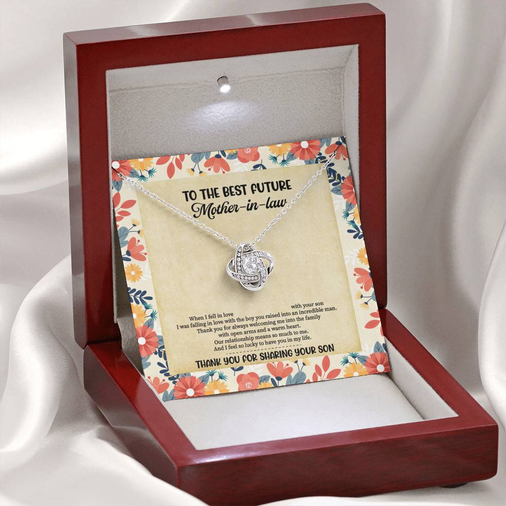 To The Best Future Mother-In-Law Thank You For Sharing Your Son Husband's Mom Love Knot Pendant Necklace