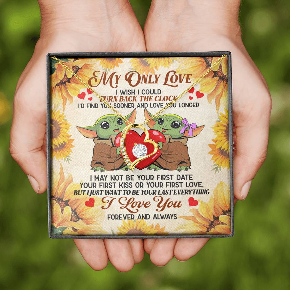 My Only Love I Wish I Could Turn Back The Clock Baby Yoda Couple Forever Love Heart Pendant Necklace
