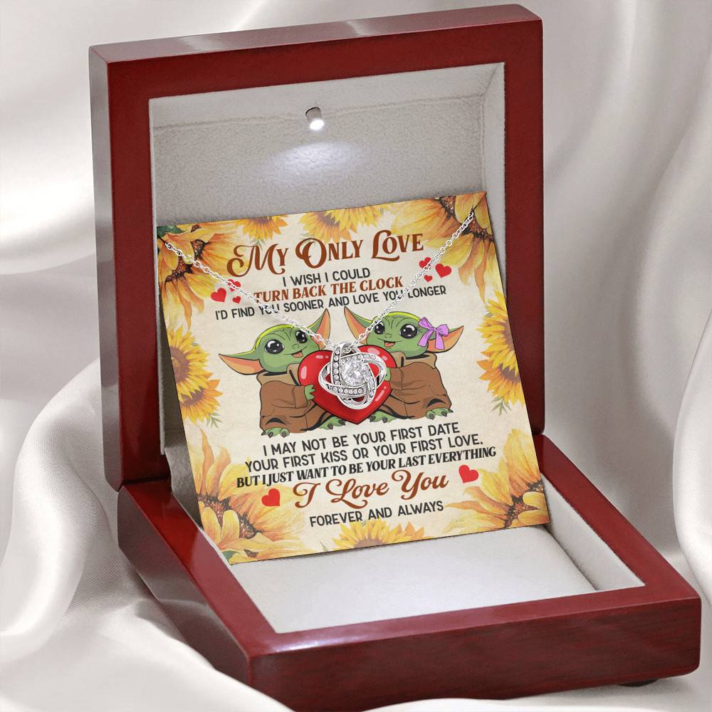 My Only Love I Wish I Could Turn Back The Clock Baby Yoda Couple Love Knot Necklace
