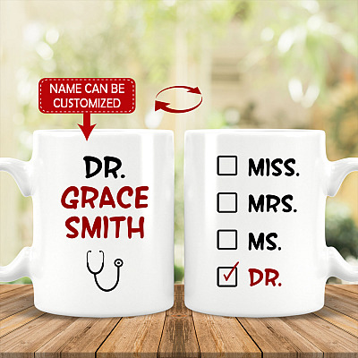 Alternative view of Personalized Miss Ms Mrs Dr Coffee Mug - Beer Stein - Water Bottle - Color Changing Mug - Dr Graduation Mug