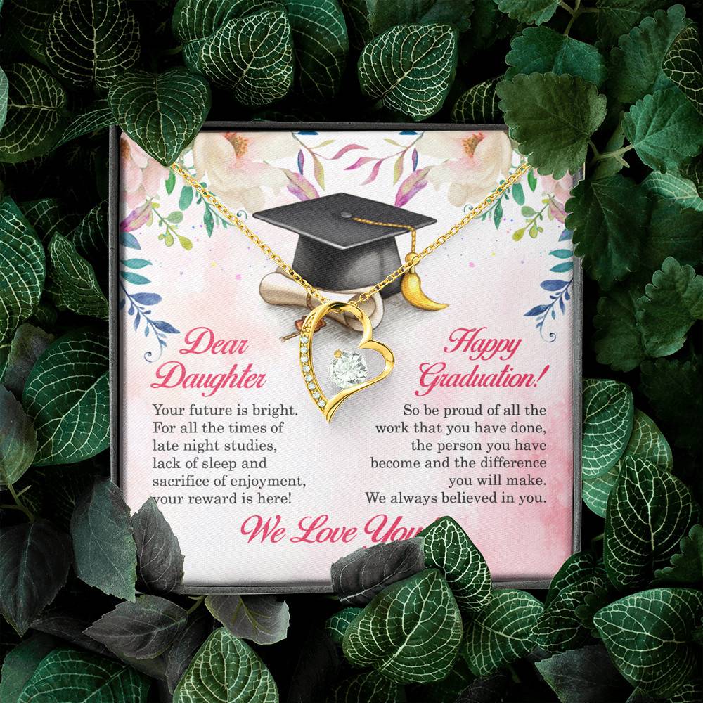 Dear Daughter Your Future Is Bright Happy Graduation We Always Believed In You Forever Love Pendant Necklace