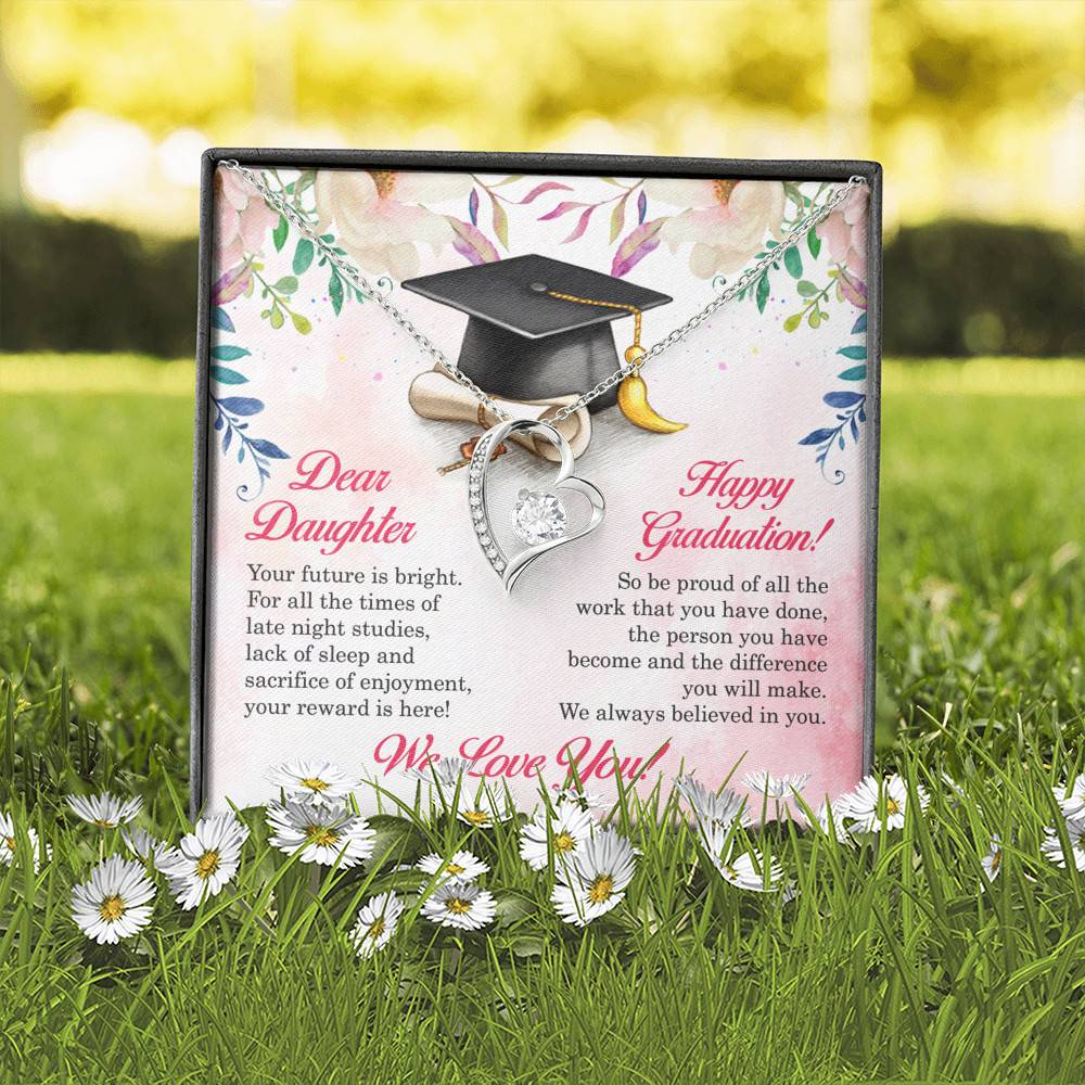 Dear Daughter Your Future Is Bright Happy Graduation We Always Believed In You Forever Love Pendant Necklace