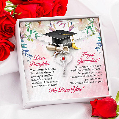 Dear Daughter Your Future Is Bright Happy Graduation We Always Believed In You Stethoscope Necklace
