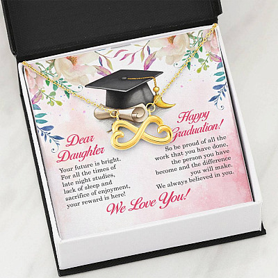 Dear Daughter Your Future Is Bright Happy Graduation We Always Believed In You Infinity Heart Pendant Necklace