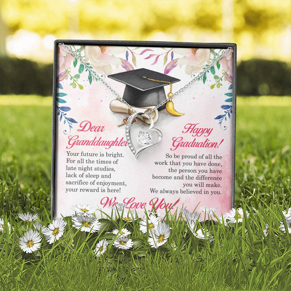 Dear Granddaughter Your Future Is Bright Happy Graduation We Always Believed In You Forever Love Pendant Necklace