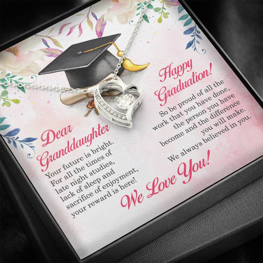 Dear Granddaughter Your Future Is Bright Happy Graduation We Always Believed In You Forever Love Pendant Necklace