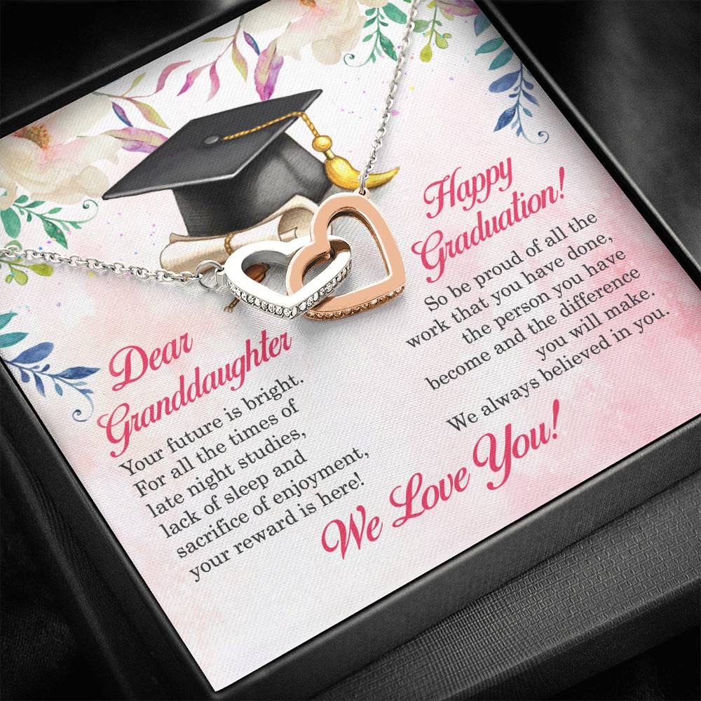 Dear Granddaughter Your Future Is Bright Happy Graduation We Always Believed In You Interlocking Hearts Pendant Necklace
