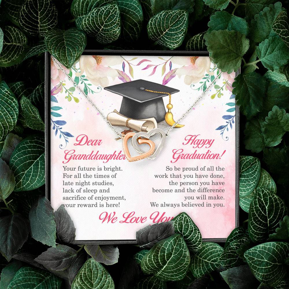Dear Granddaughter Your Future Is Bright Happy Graduation We Always Believed In You Interlocking Hearts Pendant Necklace