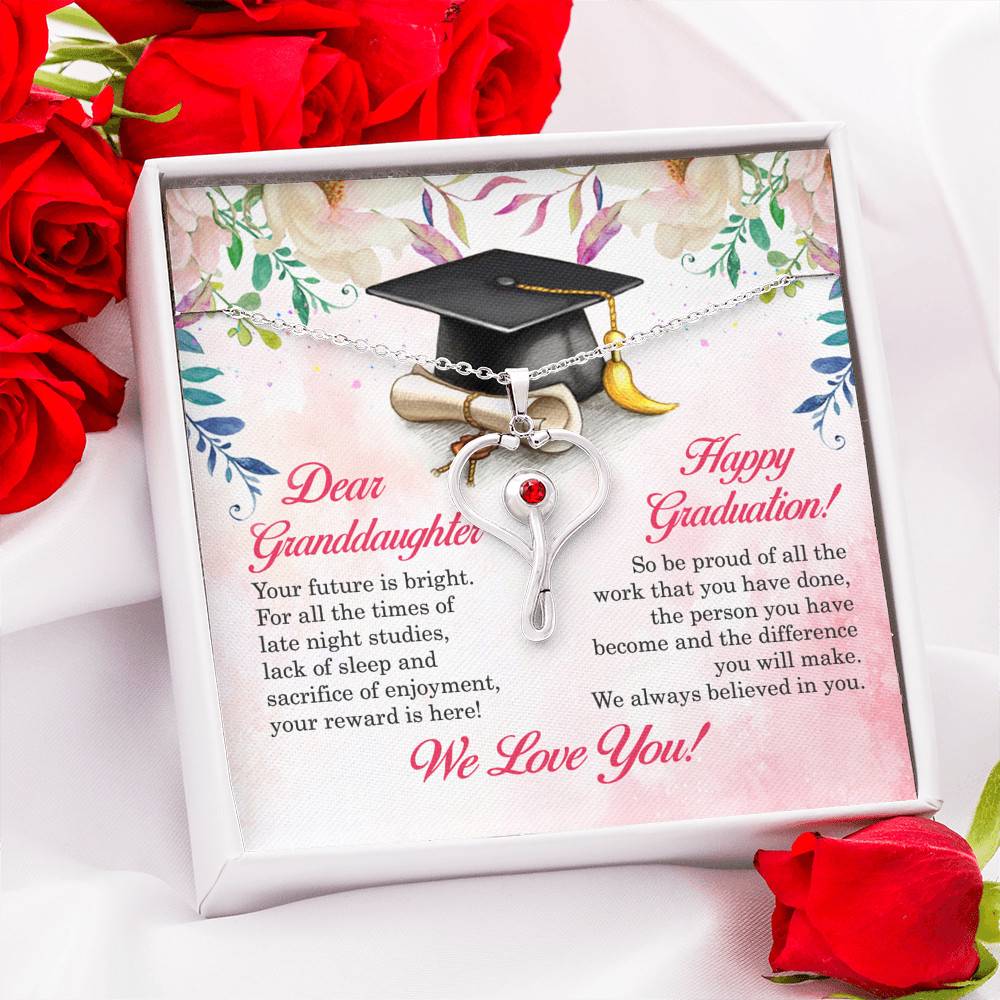 Dear Granddaughter Your Future Is Bright Happy Graduation We Always Believed In You Stethoscope Necklace Dear Granddaughter Your Future Is Bright Happy Graduation We Always Believed In You Stethoscope Necklace