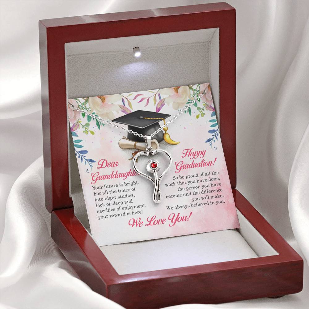 Dear Granddaughter Your Future Is Bright Happy Graduation We Always Believed In You Stethoscope Necklace Dear Granddaughter Your Future Is Bright Happy Graduation We Always Believed In You Stethoscope Necklace