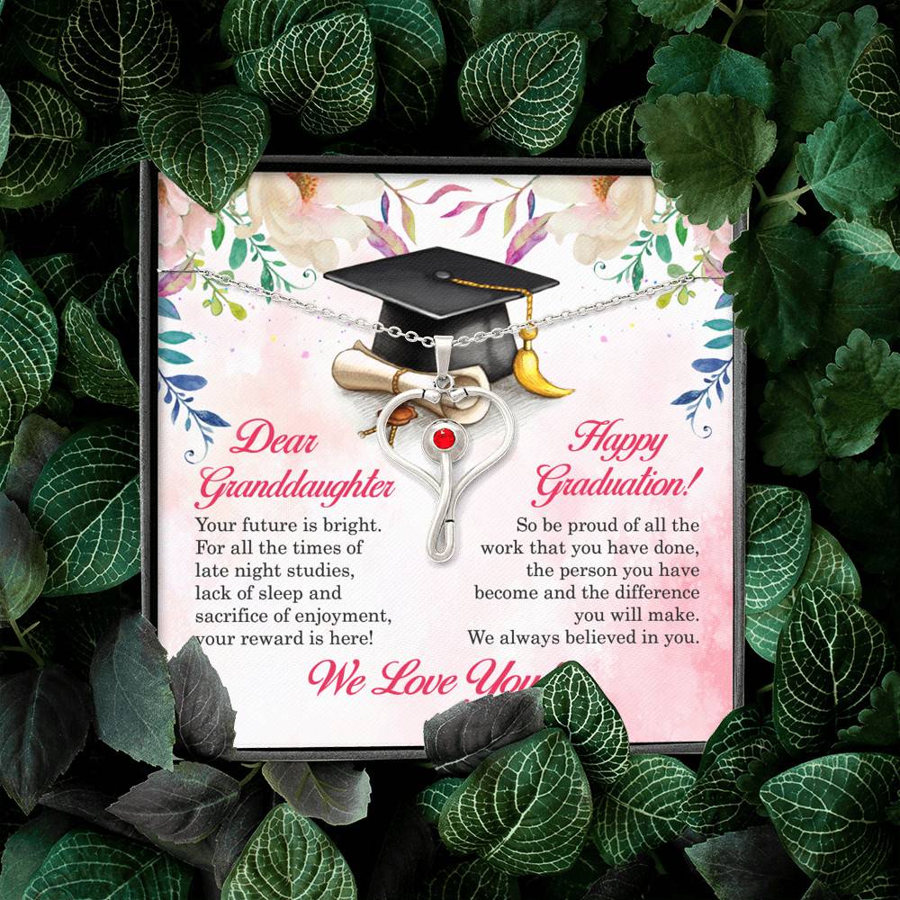 Dear Granddaughter Your Future Is Bright Happy Graduation We Always Believed In You Stethoscope Necklace Dear Granddaughter Your Future Is Bright Happy Graduation We Always Believed In You Stethoscope Necklace