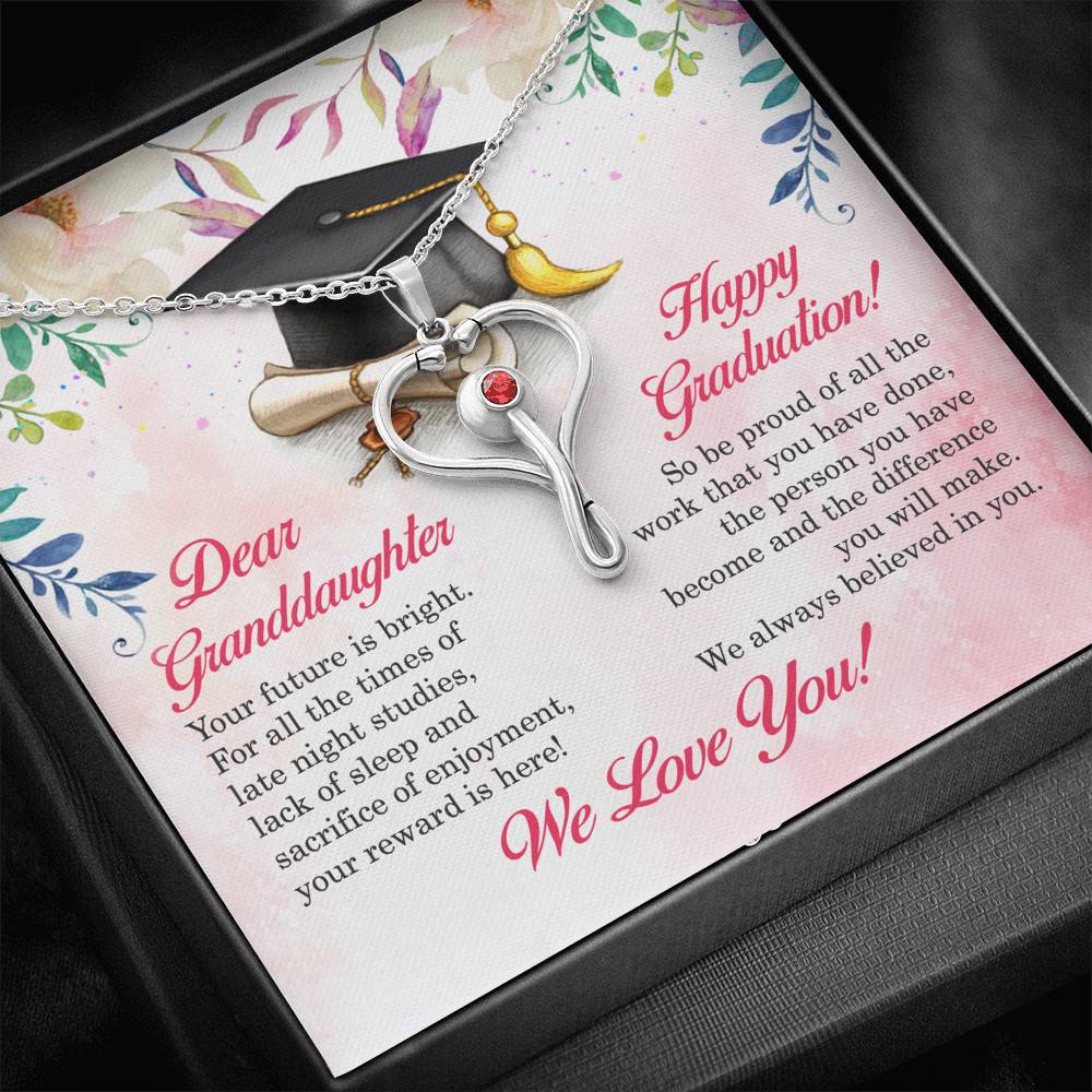 Dear Granddaughter Your Future Is Bright Happy Graduation We Always Believed In You Stethoscope Necklace Dear Granddaughter Your Future Is Bright Happy Graduation We Always Believed In You Stethoscope Necklace