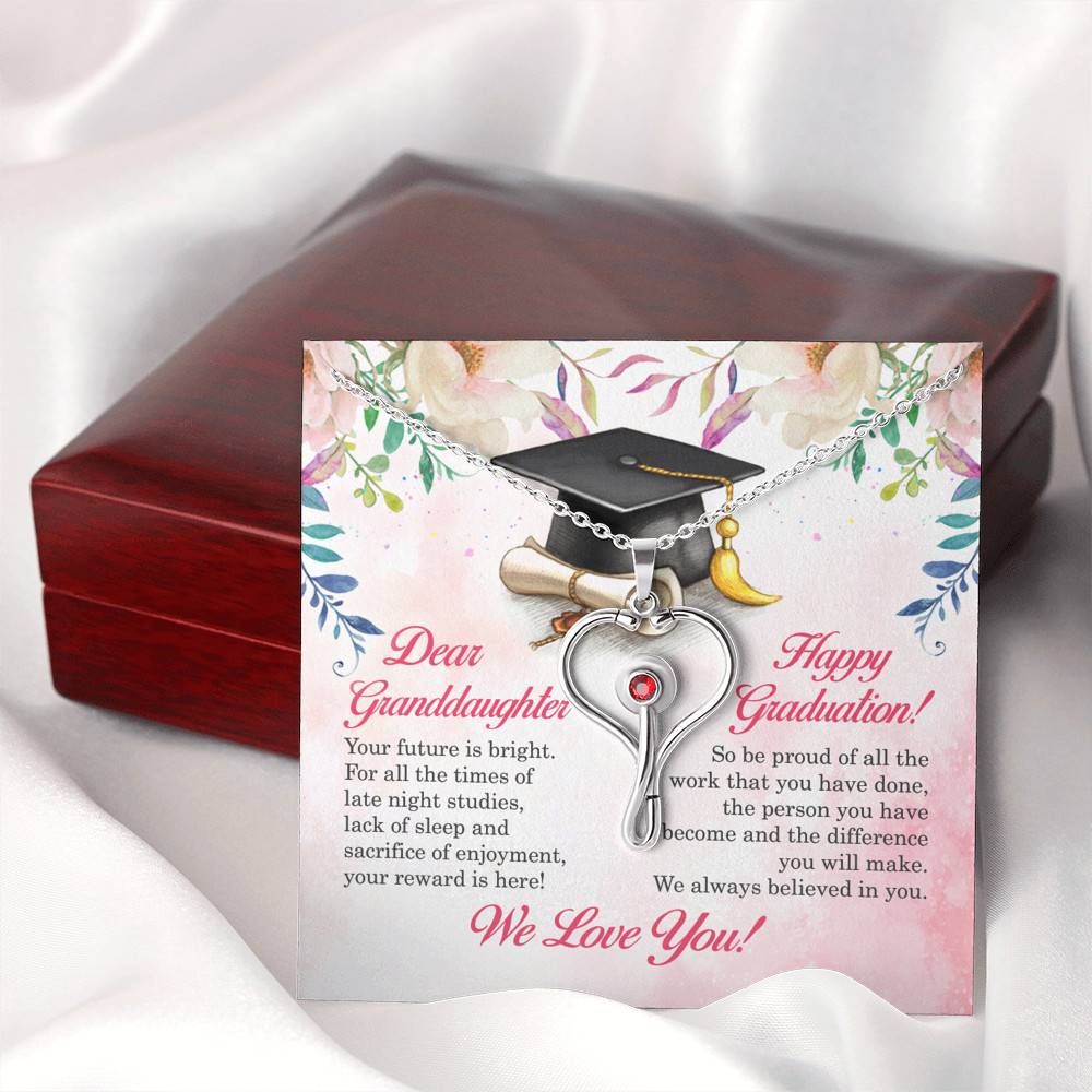 Dear Granddaughter Your Future Is Bright Happy Graduation We Always Believed In You Stethoscope Necklace Dear Granddaughter Your Future Is Bright Happy Graduation We Always Believed In You Stethoscope Necklace