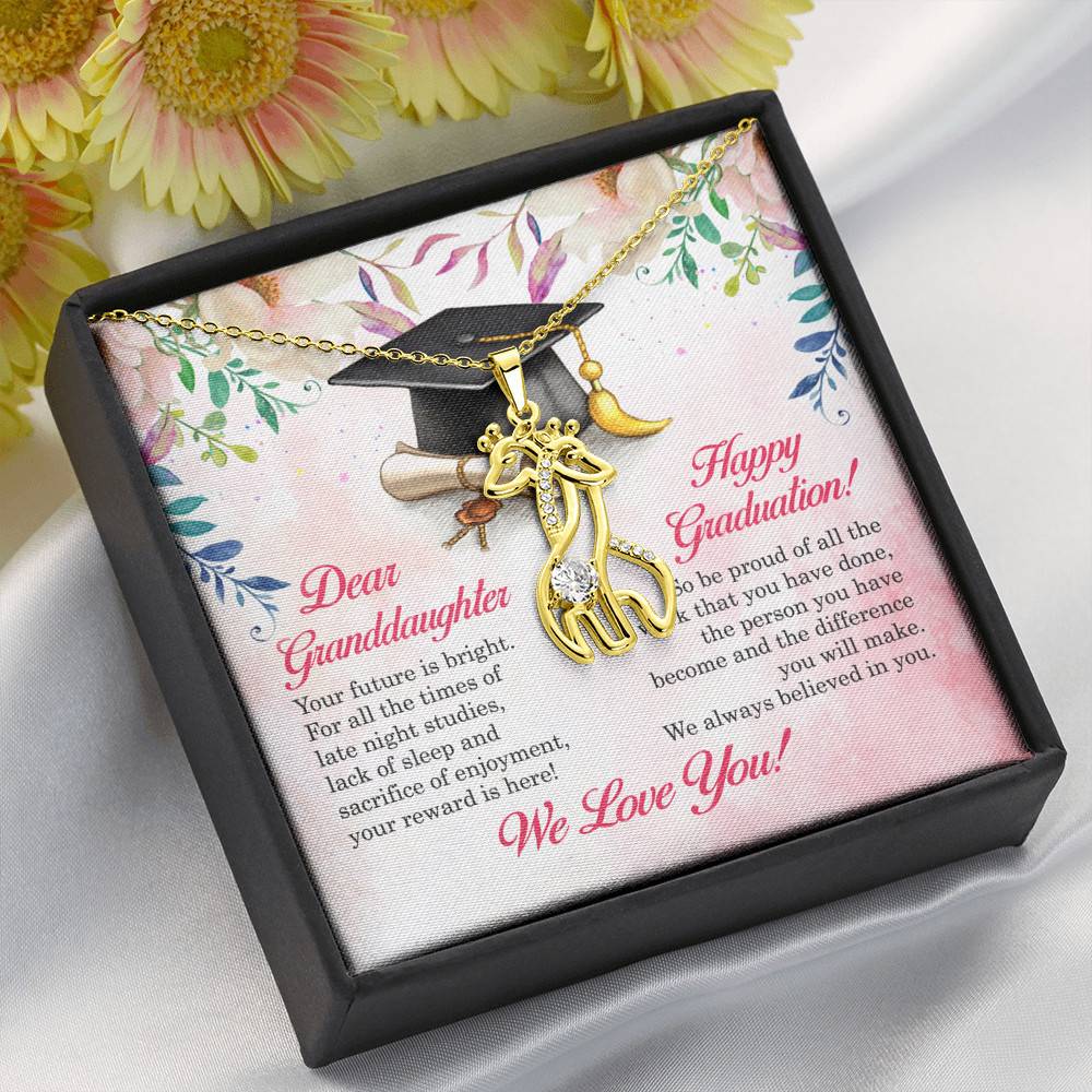 Dear Granddaughter Your Future Is Bright Happy Graduation We Always Believed In You Giraffe Necklace