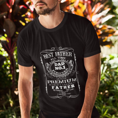 Alternative view of Best Father All Time World's Greatest Number 1 Dad Shirt - Wine Label Dad Shirt - Best Father Shirt
