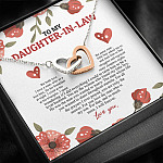 To My Daughter In Law We Both Love The Same Man I Will Forever Love You Joined Interlocking Hearts Necklace