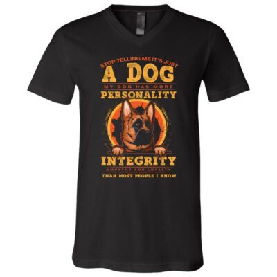 Stop Telling Me It's Just A Dog My V-Neck, Black, V-Neck T-Shirt