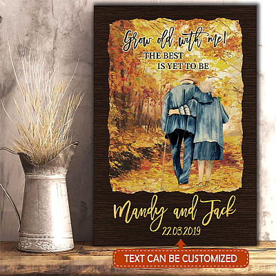 Alternative view of Personalized Old Couple Grow Old with Me the Best Is Yet to Be Wrapped Framed Canvas Prints - Unframed Poster