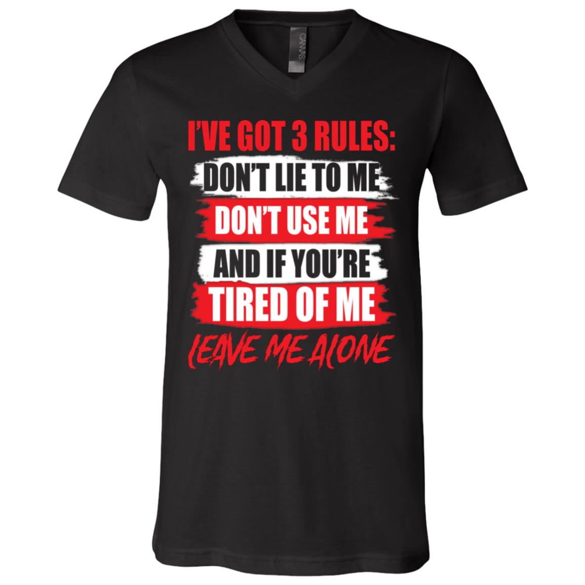 3 rules, Black, V-Neck T-Shirt 3 rules, Black, V-Neck T-Shirt
