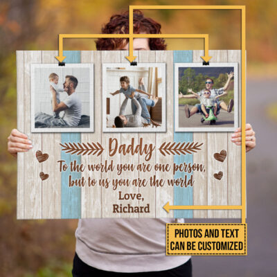 Alternative view of Personalized Photo Daddy To Us You Are The World Framed Canvas Prints - Unframed Poster - Wall Art