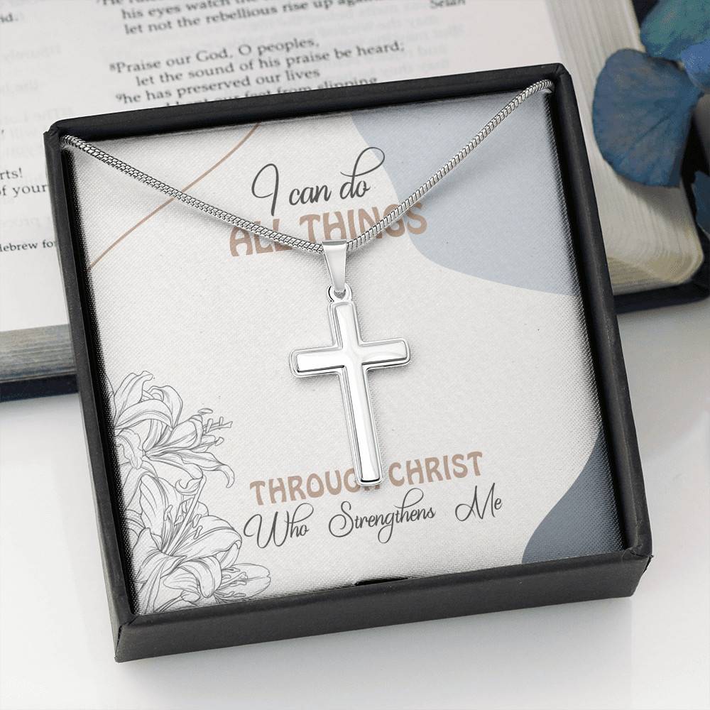 I Can Do All Things Through Christ Who Strengthens Me Artisan Crafted Cross Necklace