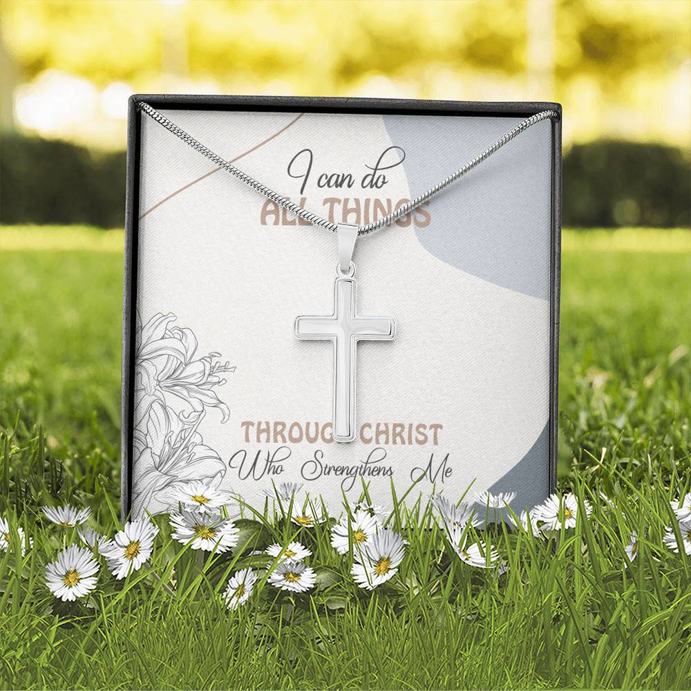 I Can Do All Things Through Christ Who Strengthens Me Artisan Crafted Cross Necklace