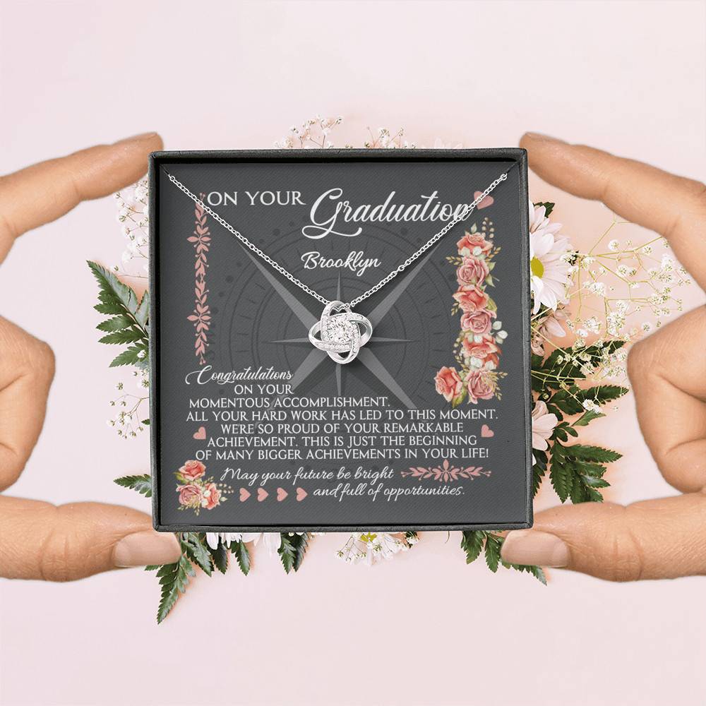 Personalized May Your Future Be Bright And Full Of Opportunities Love Knot Necklace - Graduation 2021 Gift