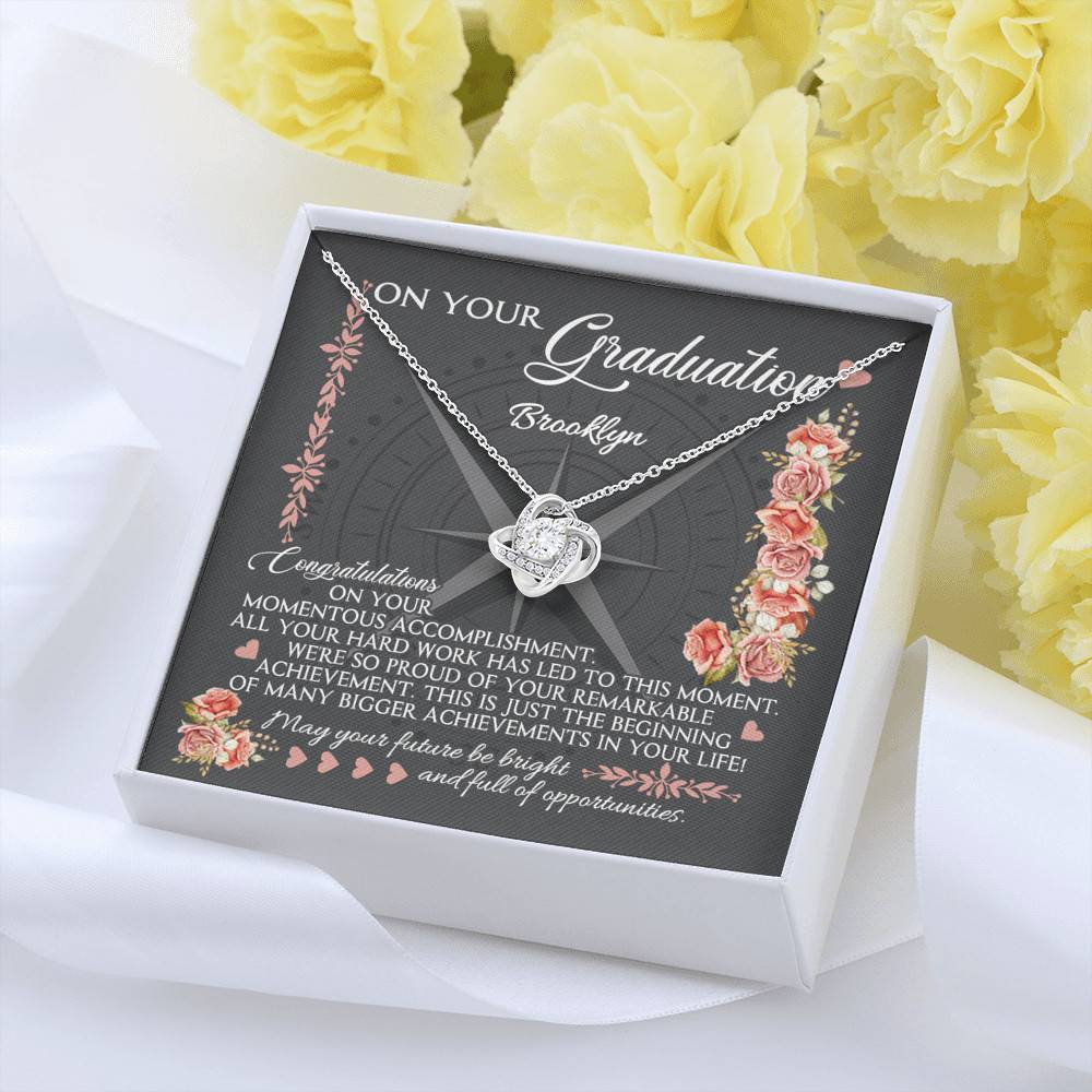 Personalized May Your Future Be Bright And Full Of Opportunities Love Knot Necklace - Graduation 2021 Gift