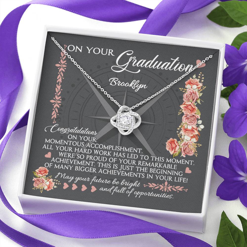Personalized May Your Future Be Bright And Full Of Opportunities Love Knot Necklace - Graduation 2021 Gift