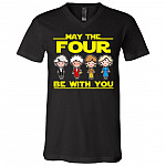 May the Four Be with You T-Shirt Only, Black, V-Neck T-Shirt May the Four Be with You T-Shirt Only, Black, V-Neck T-Shirt