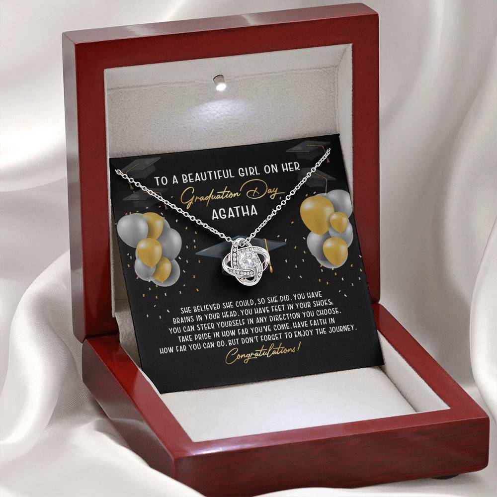 Personalized She Believed She Could So She Did Love Knot Necklace - Graduation Gift Necklace