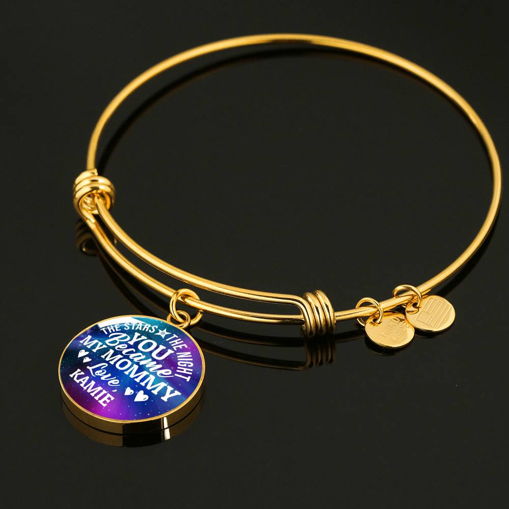 Personalized The Stars The Night You Became My Mommy Circle Pendant Necklace - Bangle