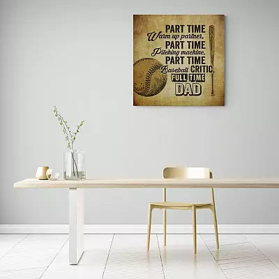 Alternative view of Vintage Baseball Part Time Warm Up Partner Part Time Pitching Machine Wrapped Framed Canvas Prints - Unframed Poster