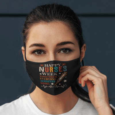 Alternative view of Nurse Gift Ideas Happy Nurse Week 2021 Together Everyone Achieves More Washable Reusable Face Mask