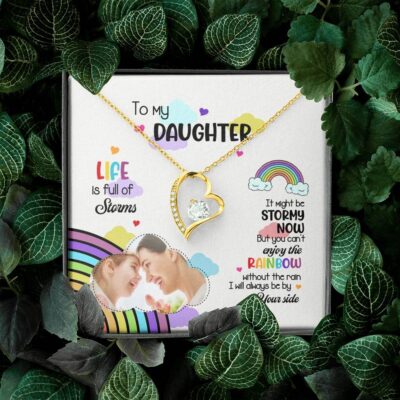 Custom Photo To My Daughter Necklace Ill Always Be by Your Side Forever Love Pendant Necklace