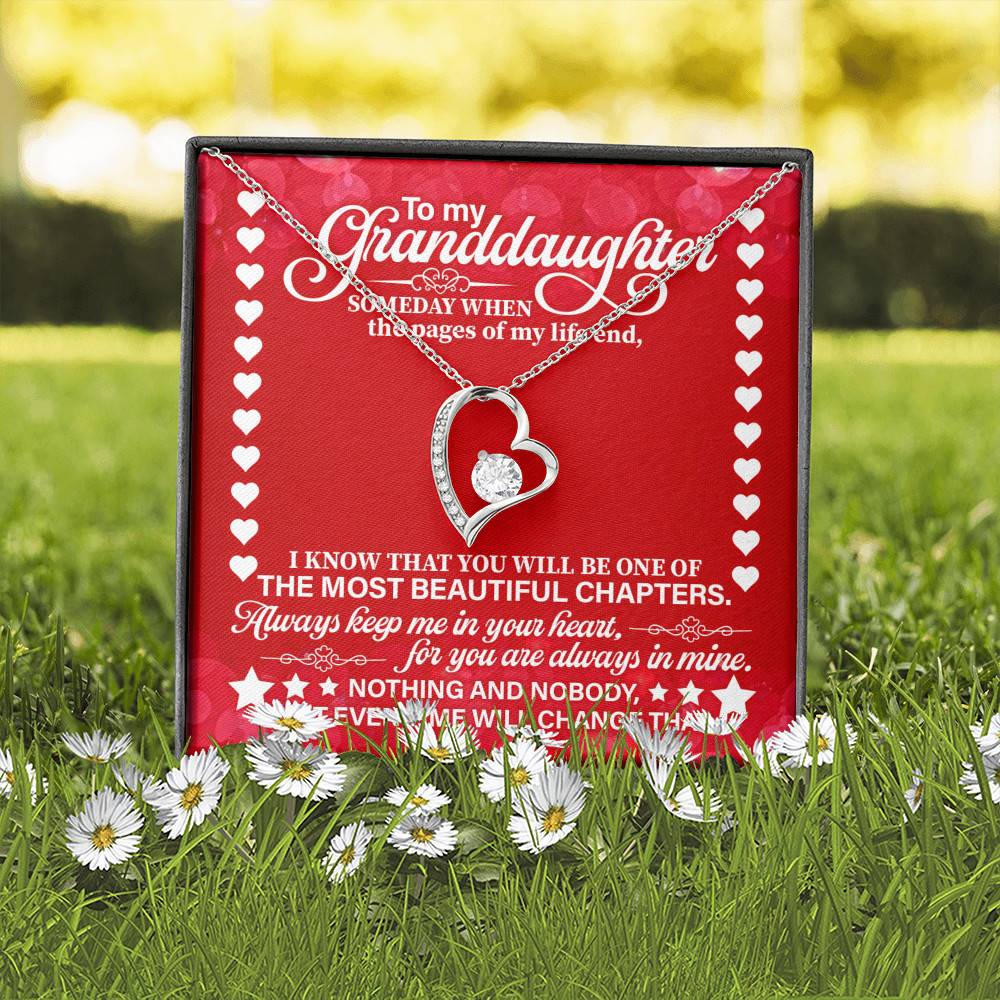 To My Granddaughter Someday When the Pages of My Life End Forever Love Pendant Necklace
