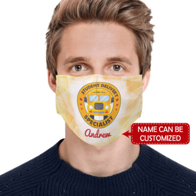 Alternative view of Personalized Student Delivery Specialist Funny School Bus Driver Washable Reusable Face Mask