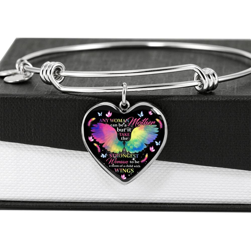 Any Woman Can Be A Mother But It Takes The Strongest Woman To Be A Mom Of A Child With Wings Heart Pendant Necklace Any Woman Can Be A Mother But It Takes The Strongest Woman To Be A Mom Of A Child With Wings Heart Pendant Necklace