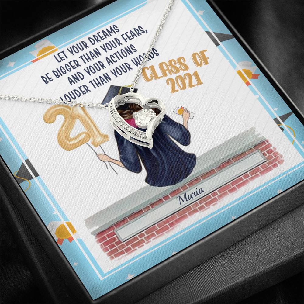 Personalized Graduation Let Your Dreams Be Bigger Than Your Fears Forever Love Pendant Necklace