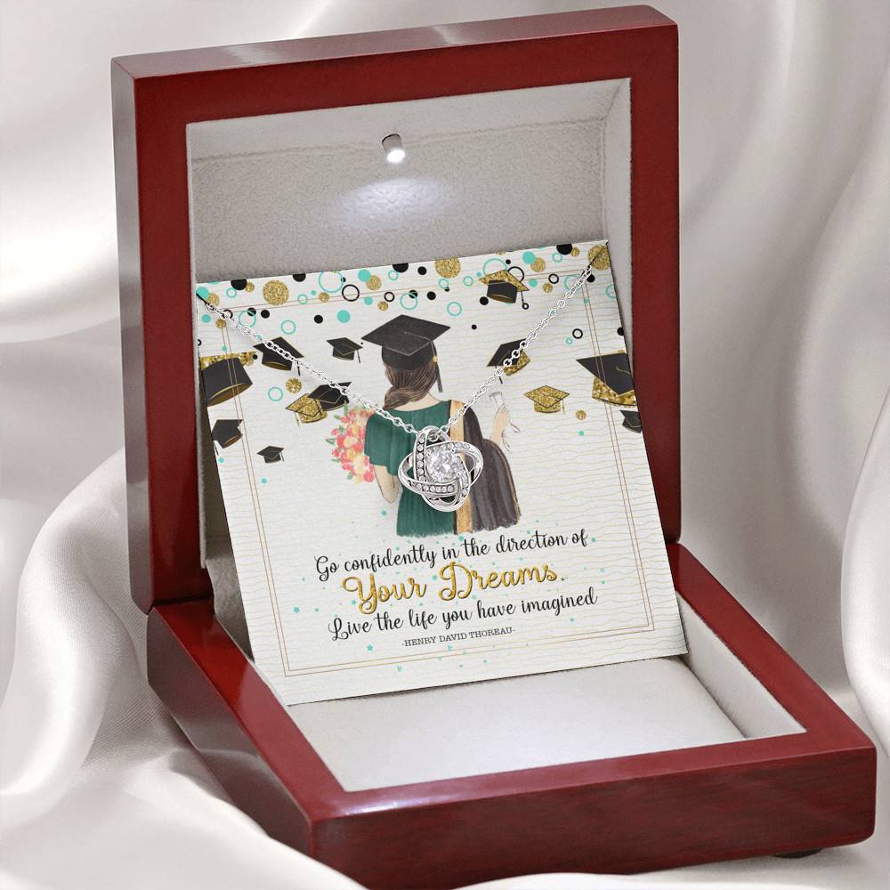 Graduation Gift Go Confidently in the Direction of Your Dreams Love Knot Pendant Necklace