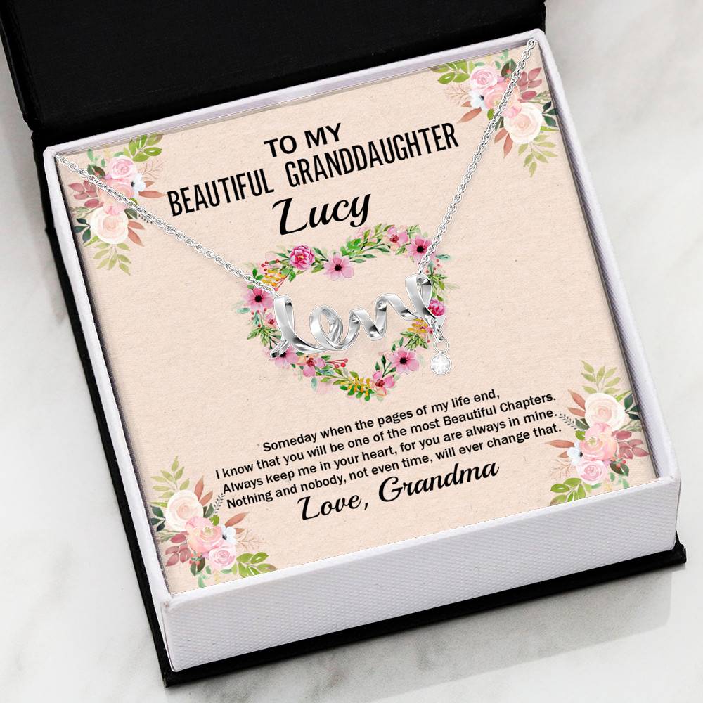 Personalized To My Beautiful Granddaughter Scripted Love Pendant Necklace